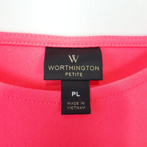 WORTHINGTON Neon Pink Flare Cap Sleeve Shirt - Picture 5 of 5